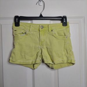 Levi's Shorty Shorts Yellow Denim Cut Off Jean Shorts Cuffed Adjustable Size 10